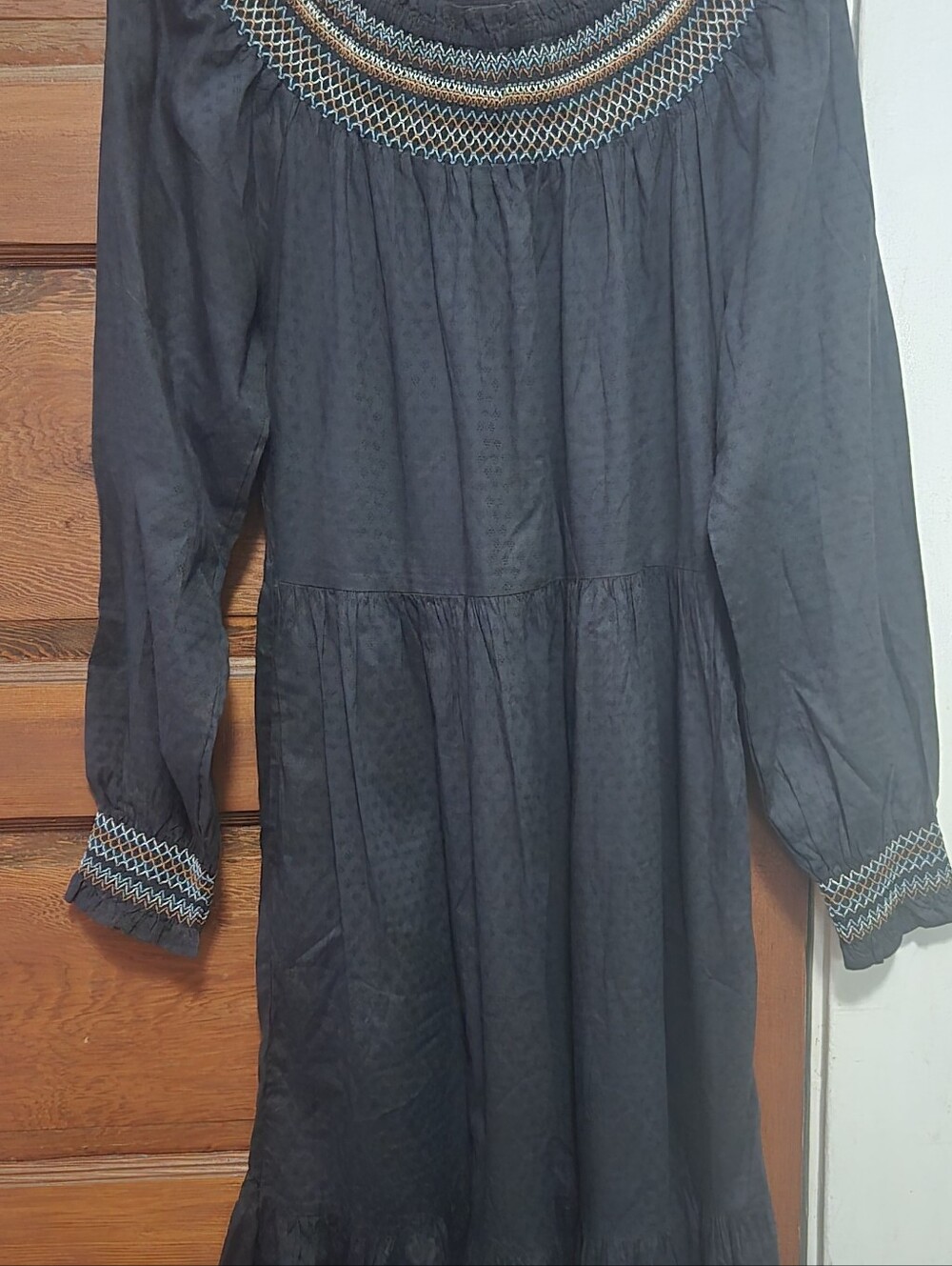 Universal Thread Dark Navy Blue Embroidered Long Sleeve Dress